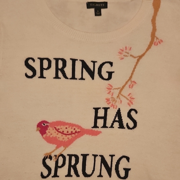 Talbots Sweaters - Talbots Off White Cream Sweater with Spring Design
